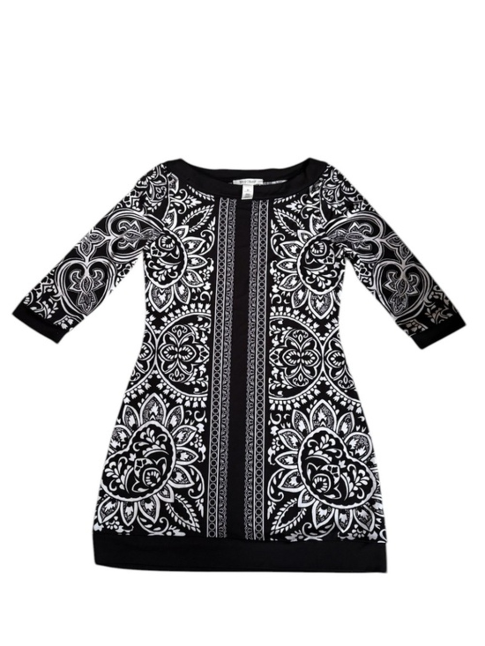 White house black market white and black floral tunic top mini dress